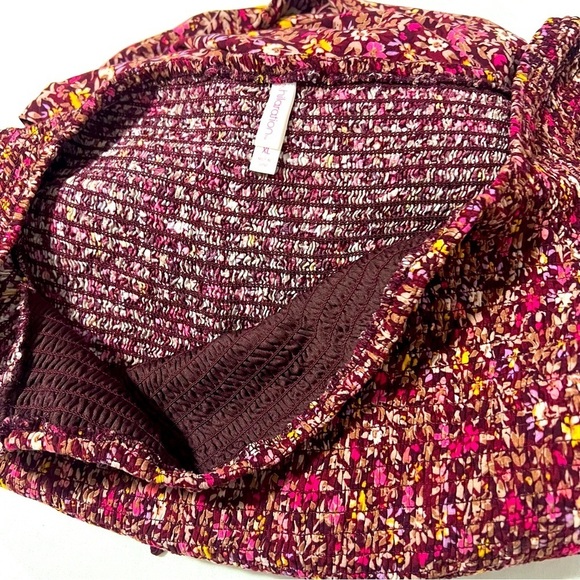 Xhilaration Women’s XL Ribbed Top Jumpsuit XL with Pockets Floral Burgundy Boho - Picture 11 of 13